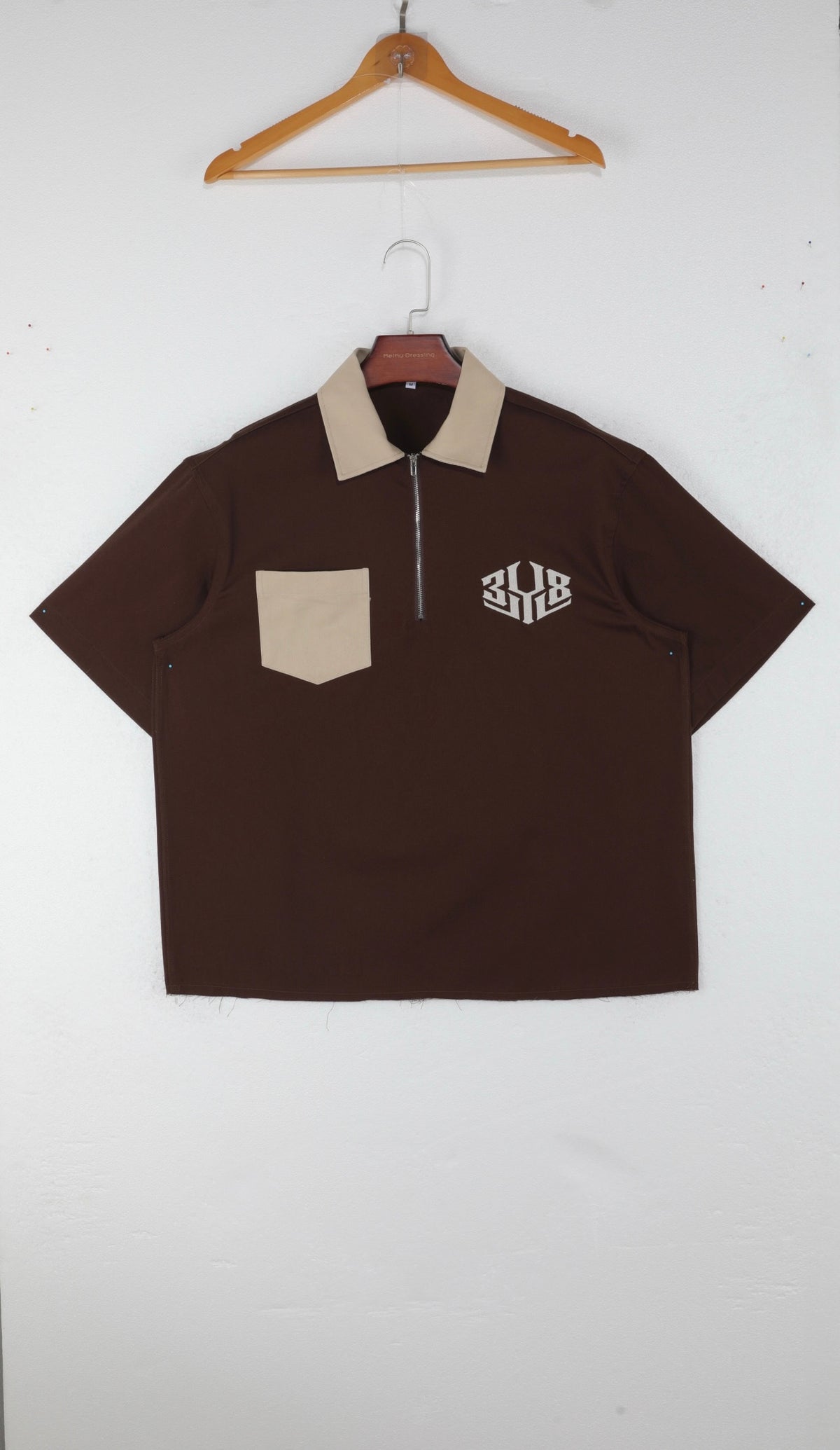 Cream Coffee zip up shirt