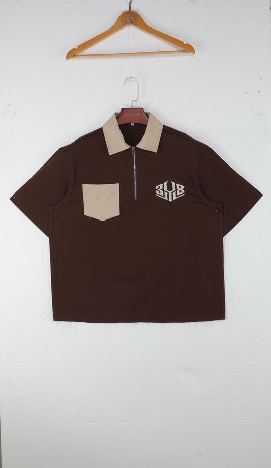 Cream Coffee zip up shirt