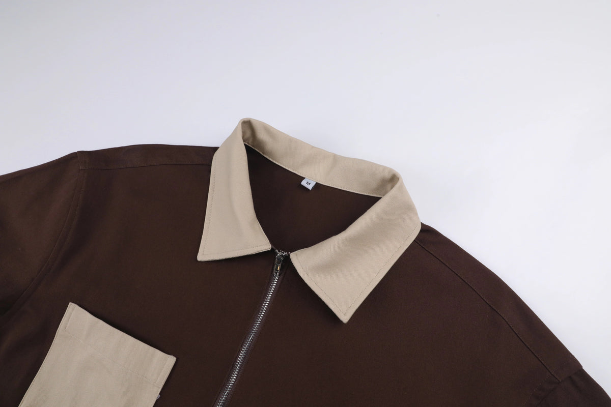 Cream Coffee zip up shirt