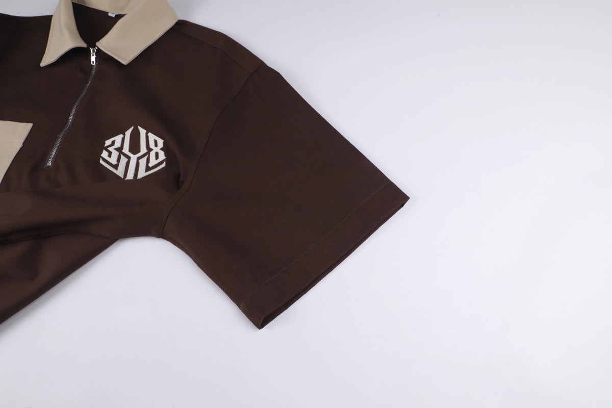 Cream Coffee zip up shirt