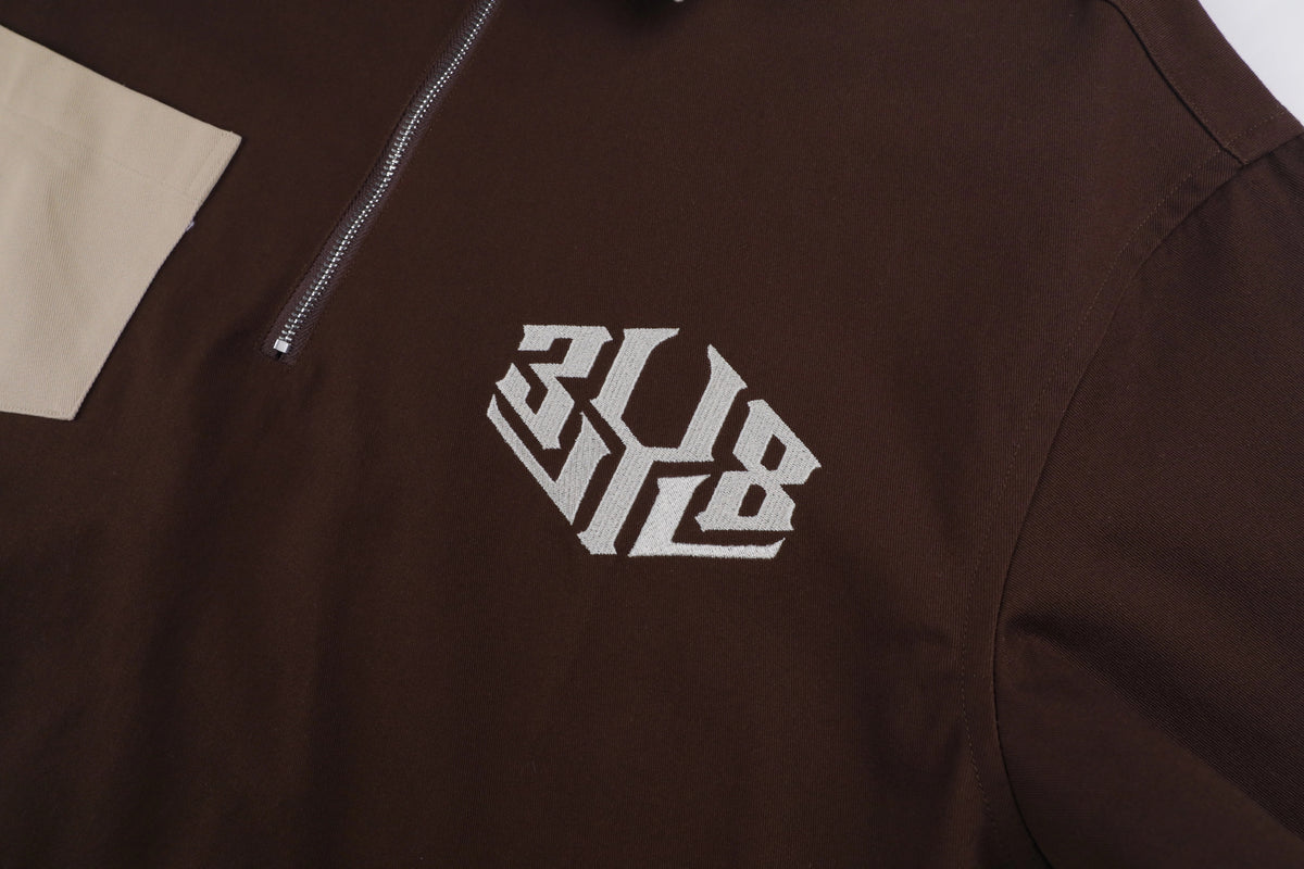 Cream Coffee zip up shirt