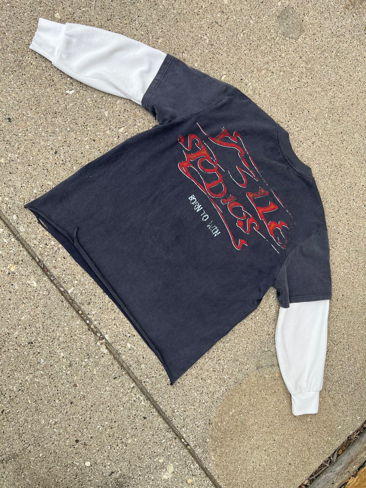 "Born To Win" Double-Layer crop shirt
